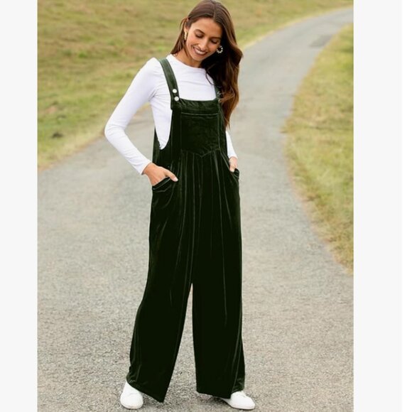 Casual Velvet Sleeveless Loose Jumpsuits Dressy Wide Leg Overalls, Small NWOT - Picture 1 of 10